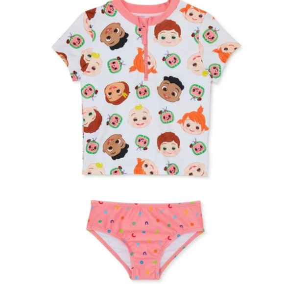 5/$20 NEW 2Pc 18M Girls CoComelon Rashguard Swimsuit Set - Picture 2 of 5